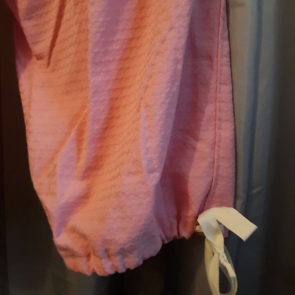 NEW RIP Stop Denim Capris sz 12 Pink patterned Casual pants Drawstring waist - Picture 3 of 14